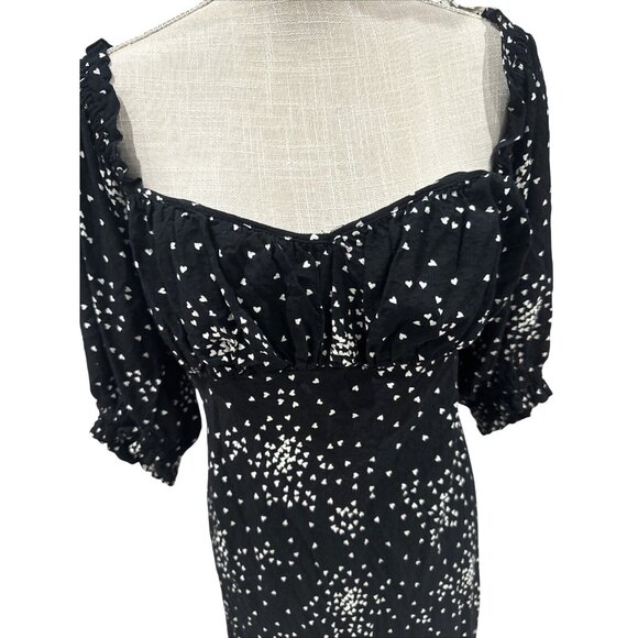Anthropologie Black With White Hearts Sweetheart Dress L - Picture 4 of 9